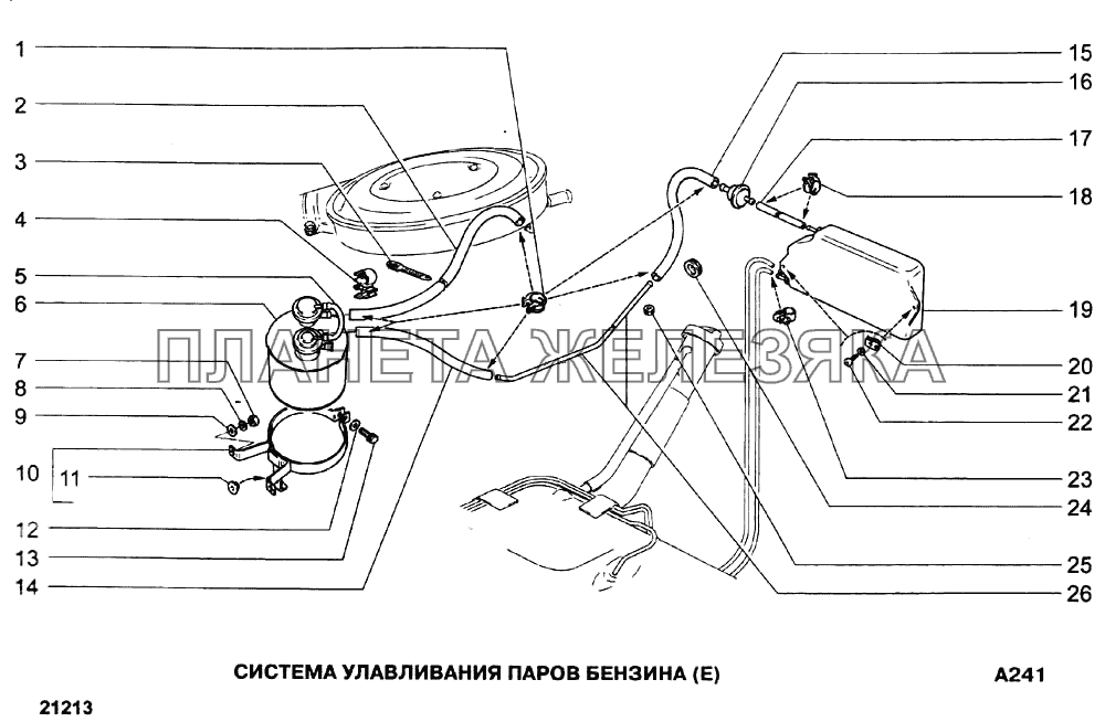 Система улавливания паров бензина (Е) ВАЗ-21213-214i